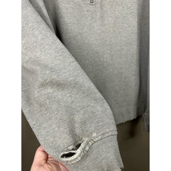 Tommy Hilfiger Unisex Grey Long Sleeve Quarter Zip Pullover Distressed Size XL - Picture 9 of 10